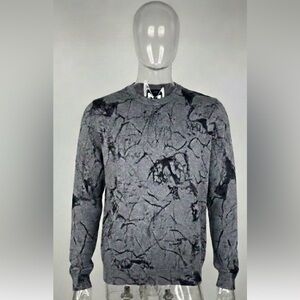 Armani Exchange Men's Grey Marble Print 100% Cotton Crewneck Sweater - Size M